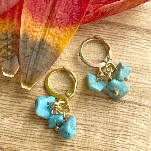 Alquimia Gold and Turquoise Earrings - Picture 1 of 4